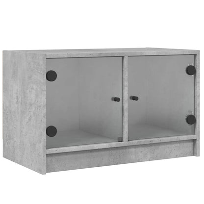 Tv-Meubel Met Glazen Deuren 68X37X42 Cm Betongrijs