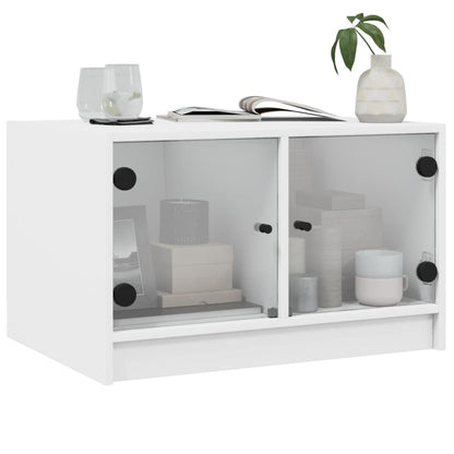 Salontafel Met Glazen Deuren 68X50X42 Cm Wit