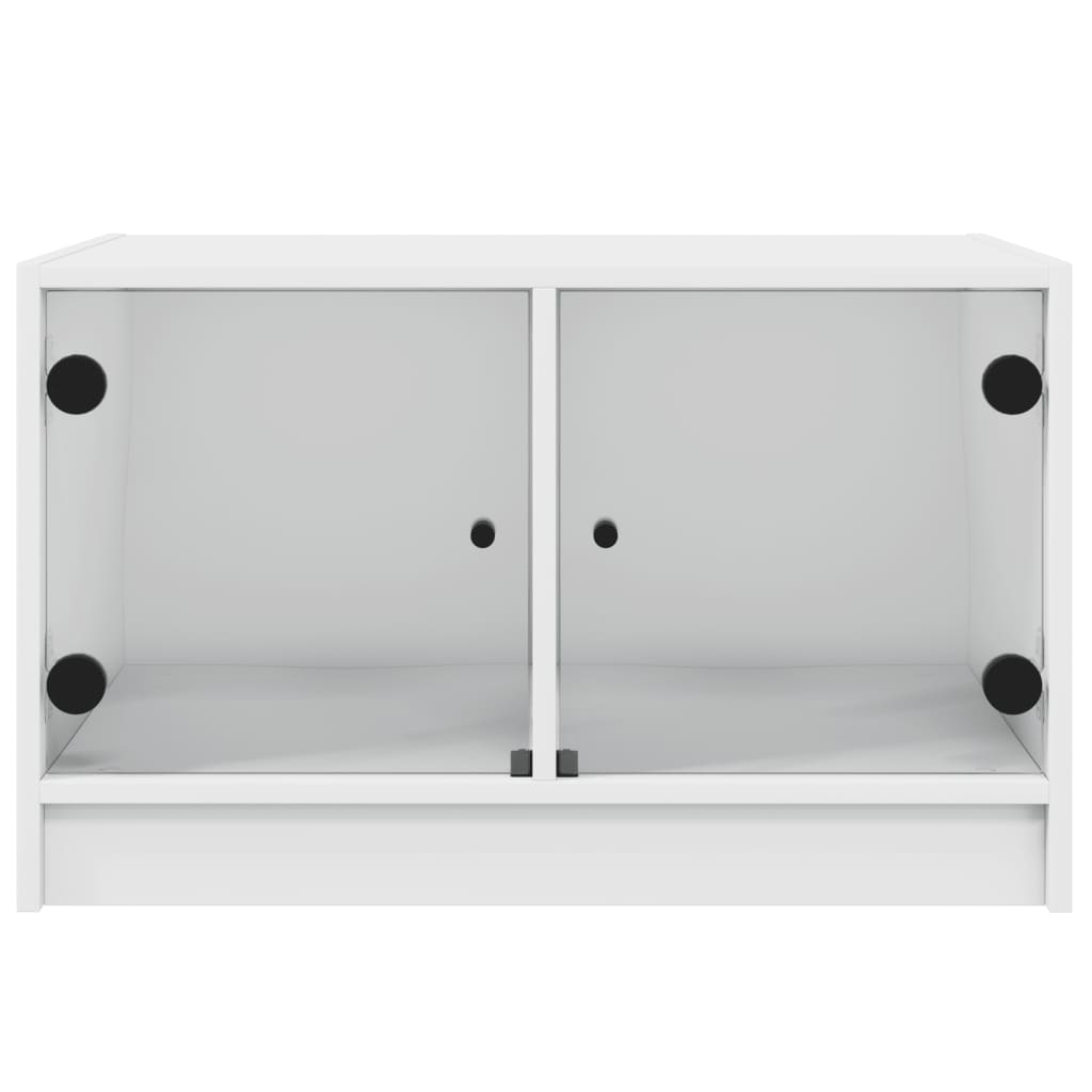 Salontafel Met Glazen Deuren 68X50X42 Cm Wit