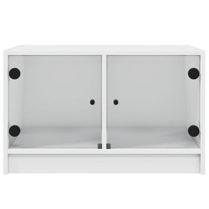 Salontafel Met Glazen Deuren 68X50X42 Cm Wit