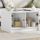 Coffee table with glass doors 68x50x42 cm white