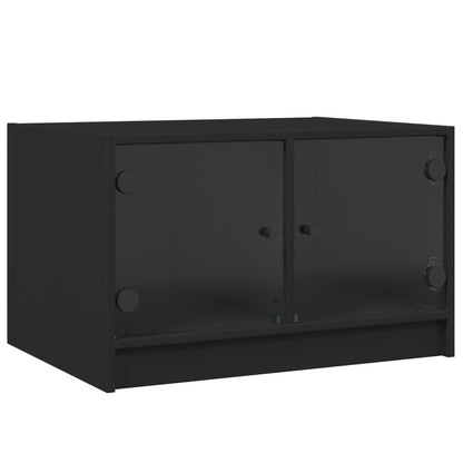 Salontafel Met Glazen Deuren 68X50X42 Cm Zwart
