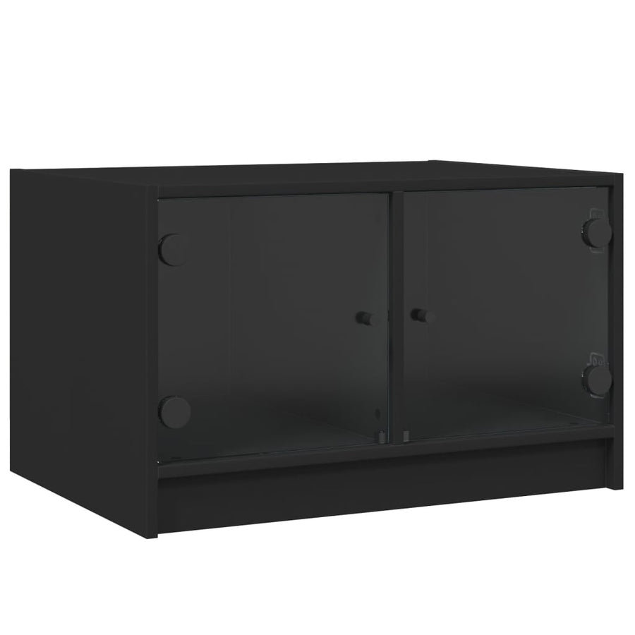 Salontafel Met Glazen Deuren 68X50X42 Cm Zwart