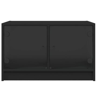 Salontafel Met Glazen Deuren 68X50X42 Cm Zwart