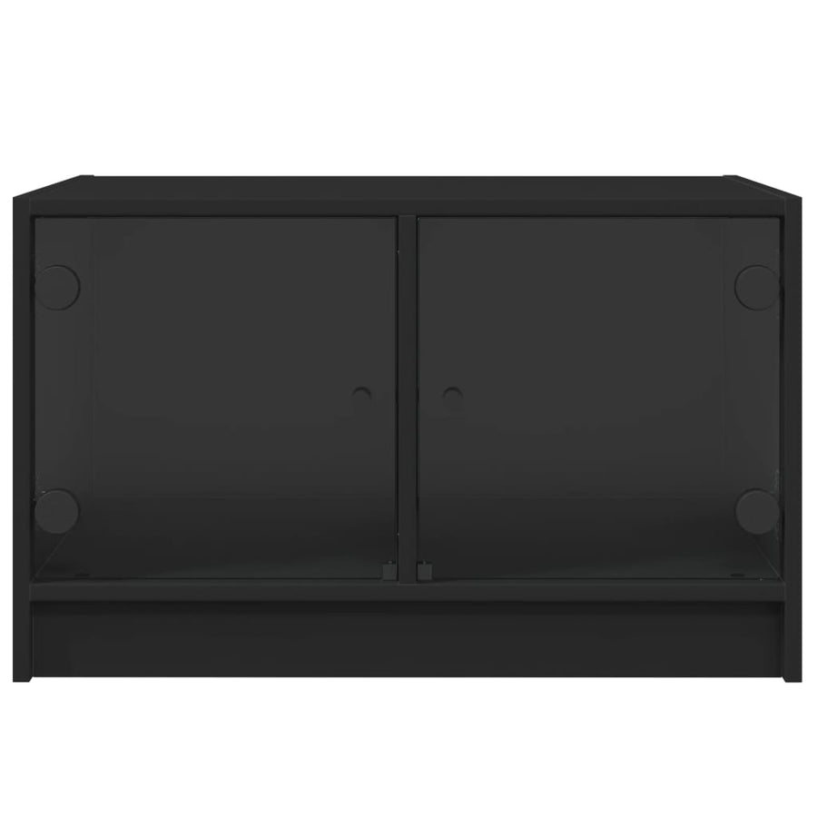 Salontafel Met Glazen Deuren 68X50X42 Cm Zwart