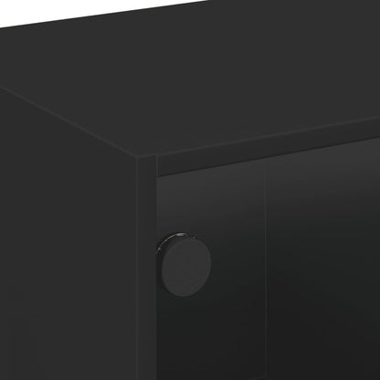 Salontafel Met Glazen Deuren 68X50X42 Cm Zwart