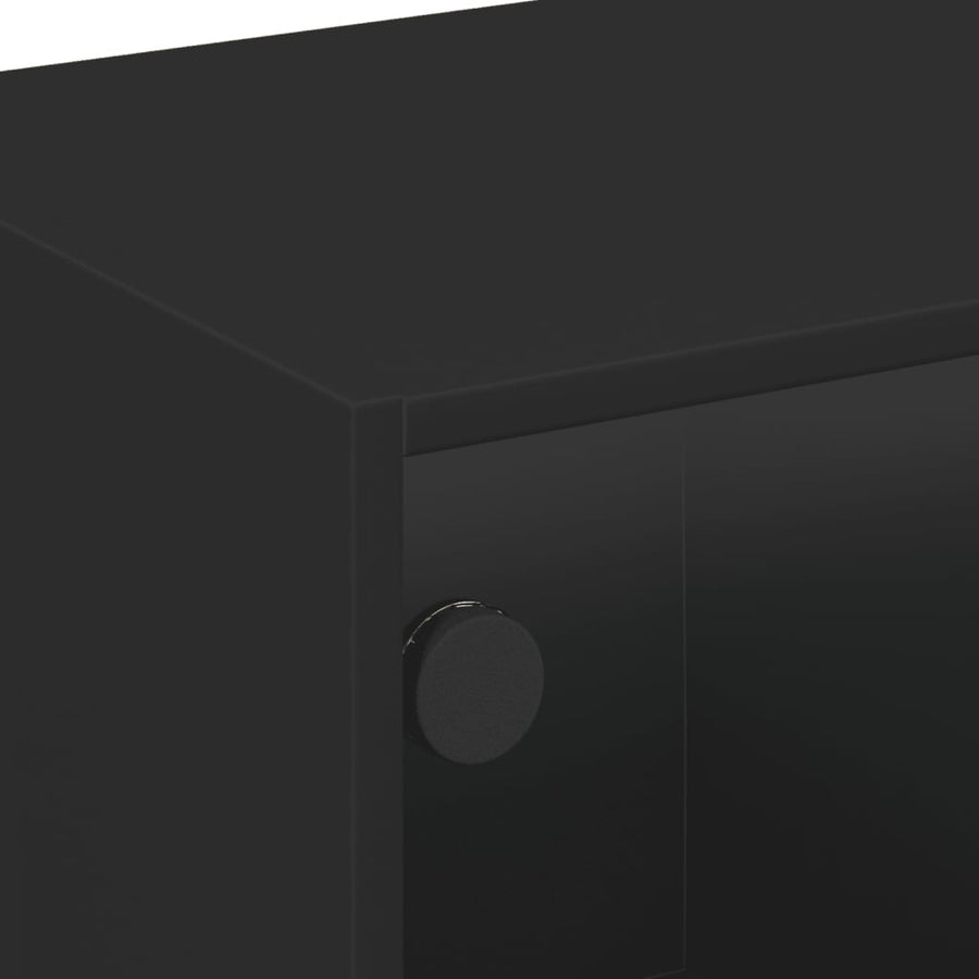 Salontafel Met Glazen Deuren 68X50X42 Cm Zwart