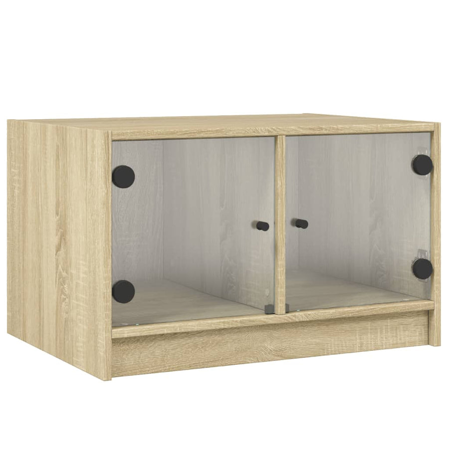 Salontafel Met Glazen Deuren 68X50X42 Cm Kleurig Sonoma eiken
