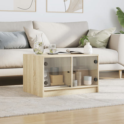 Salontafel Met Glazen Deuren 68X50X42 Cm Kleurig Sonoma eiken