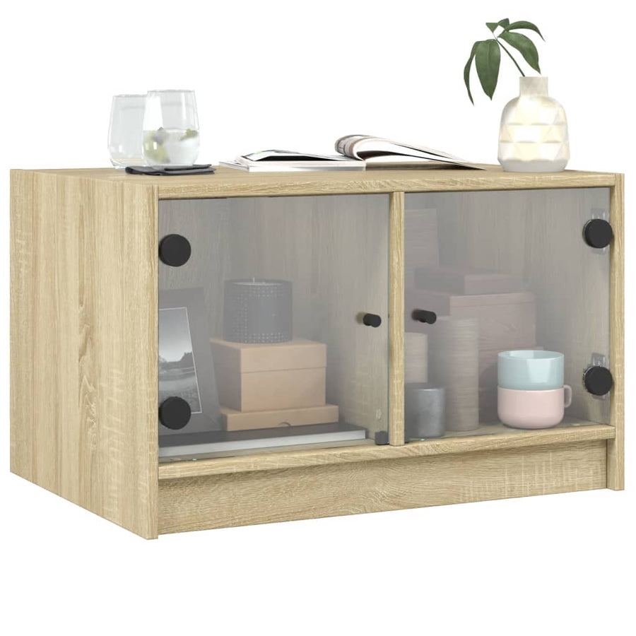 Salontafel Met Glazen Deuren 68X50X42 Cm Kleurig Sonoma eiken