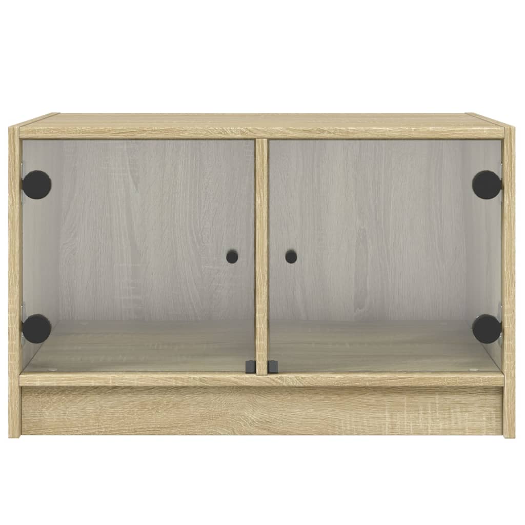 Salontafel Met Glazen Deuren 68X50X42 Cm Kleurig Sonoma eiken