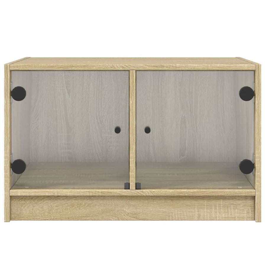 Salontafel Met Glazen Deuren 68X50X42 Cm Kleurig Sonoma eiken