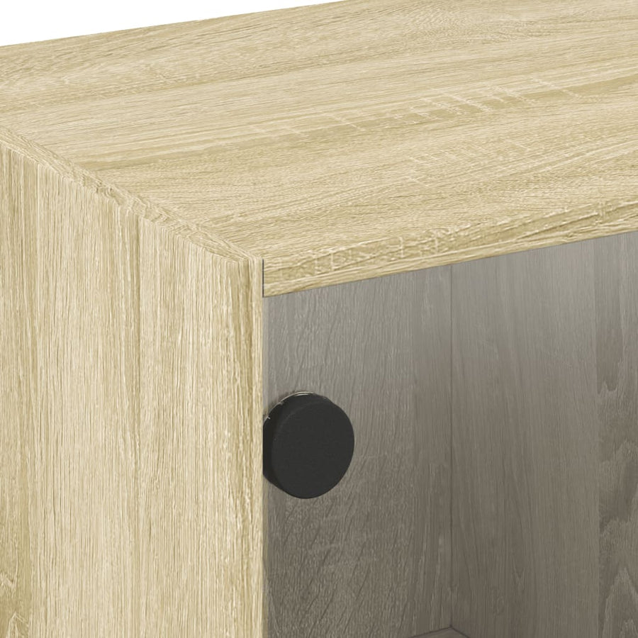 Salontafel Met Glazen Deuren 68X50X42 Cm Kleurig Sonoma eiken