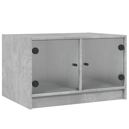 Salontafel Met Glazen Deuren 68X50X42 Cm Betongrijs