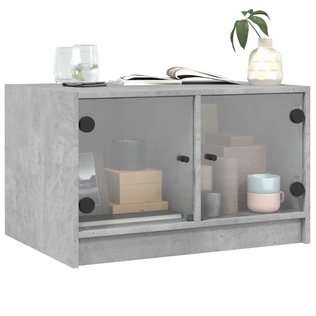 Salontafel Met Glazen Deuren 68X50X42 Cm Betongrijs