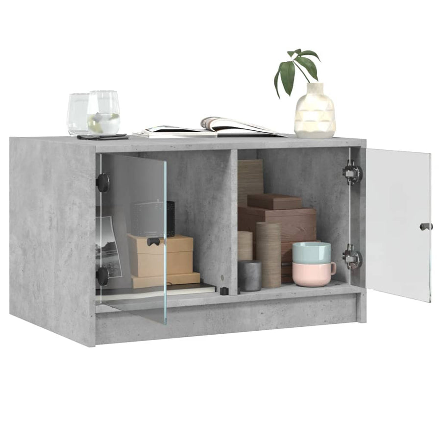 Salontafel Met Glazen Deuren 68X50X42 Cm Betongrijs