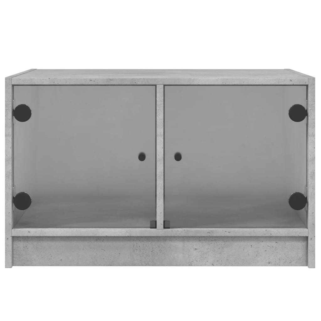 Salontafel Met Glazen Deuren 68X50X42 Cm Betongrijs