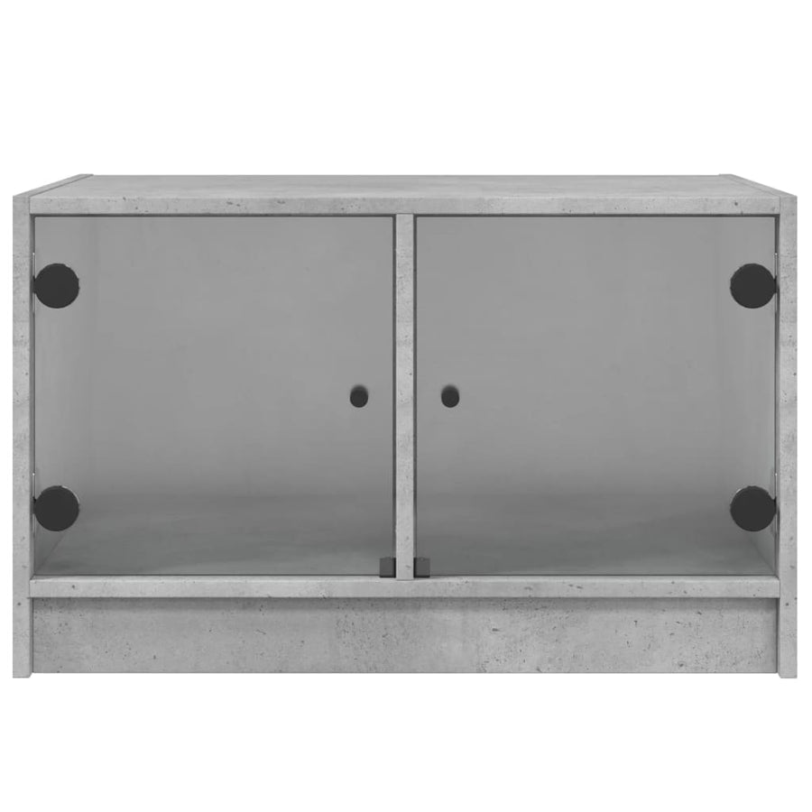 Salontafel Met Glazen Deuren 68X50X42 Cm Betongrijs