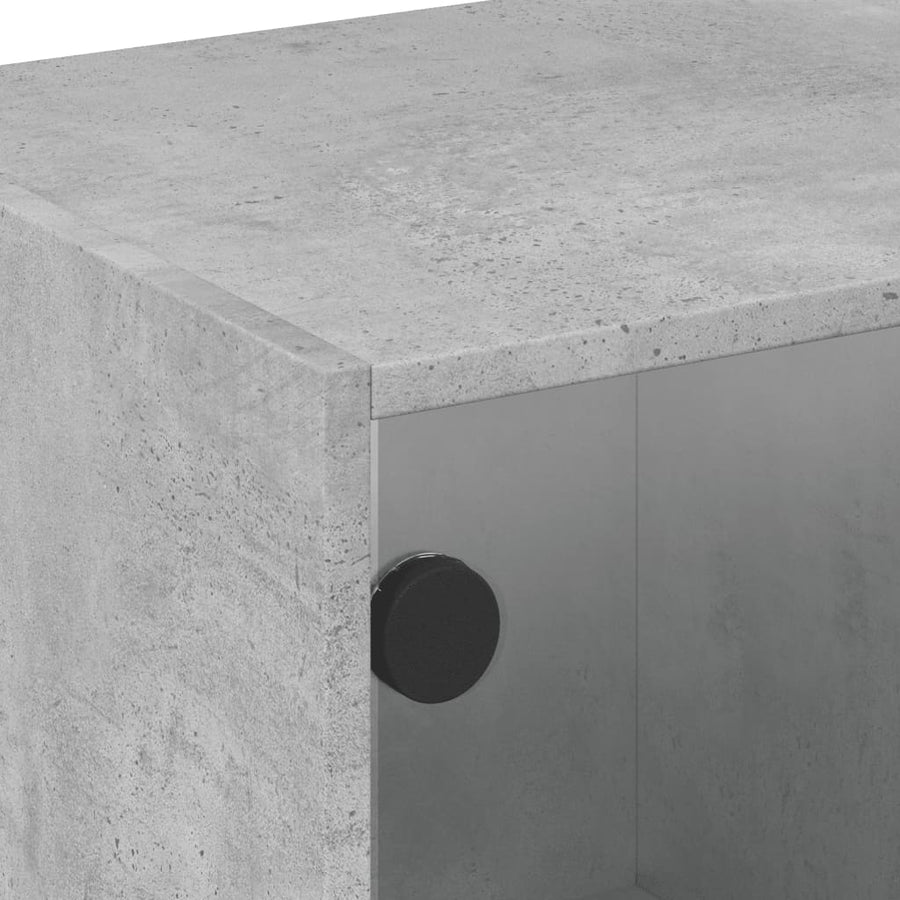 Salontafel Met Glazen Deuren 68X50X42 Cm Betongrijs