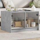 Coffee table with glass doors 68x50x42 cm concrete grey