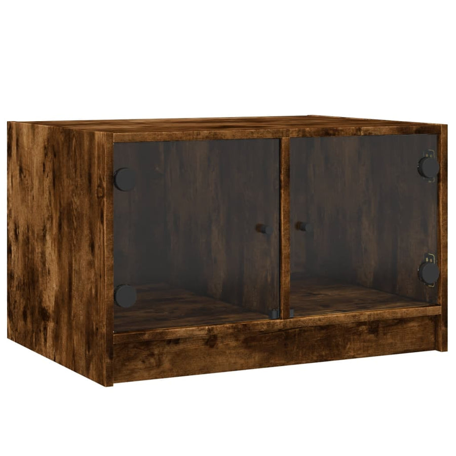 Salontafel Met Glazen Deuren 68X50X42 Cm Kleurig Gerookt eiken