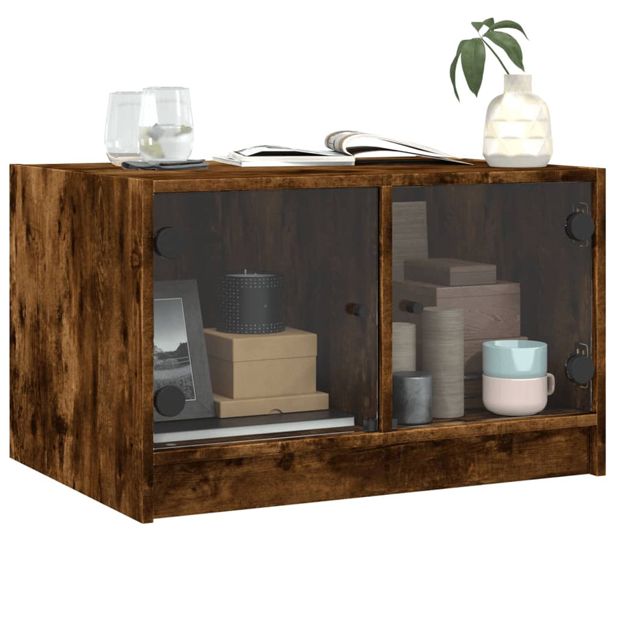 Salontafel Met Glazen Deuren 68X50X42 Cm Kleurig Gerookt eiken