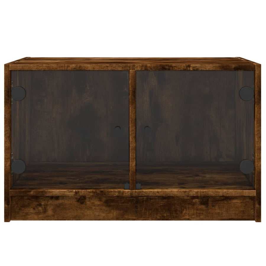Salontafel Met Glazen Deuren 68X50X42 Cm Kleurig Gerookt eiken