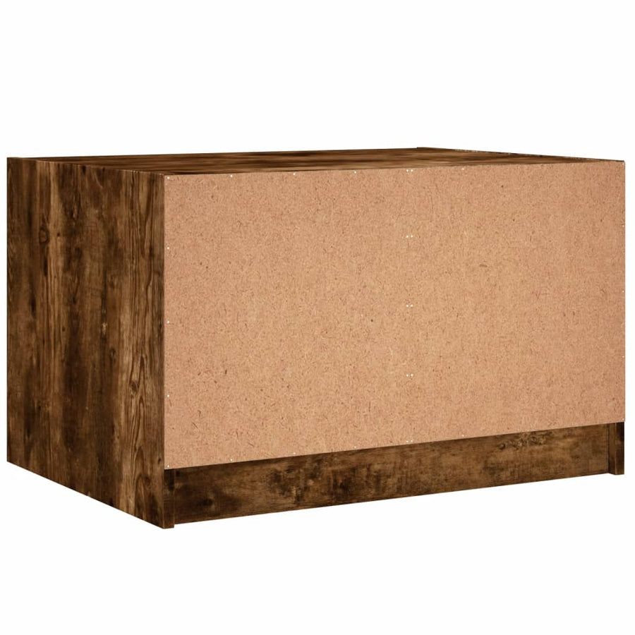 Salontafel Met Glazen Deuren 68X50X42 Cm Kleurig Gerookt eiken