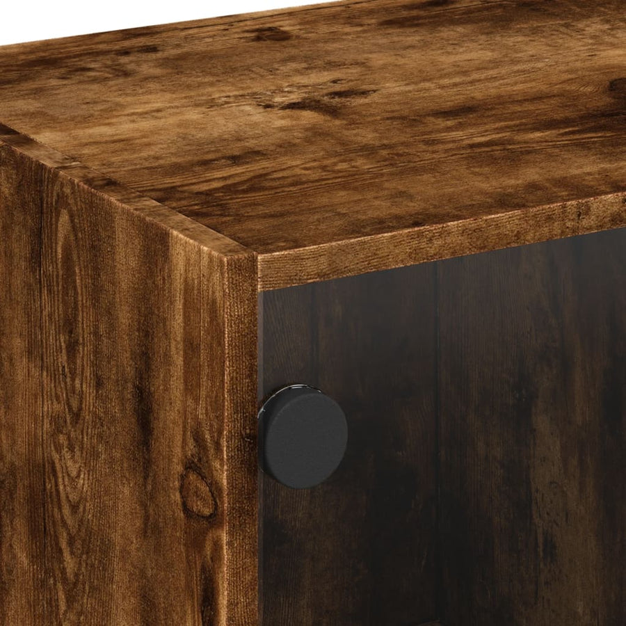 Salontafel Met Glazen Deuren 68X50X42 Cm Kleurig Gerookt eiken