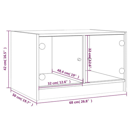 Salontafel Met Glazen Deuren 68X50X42 Cm Kleurig Gerookt eiken