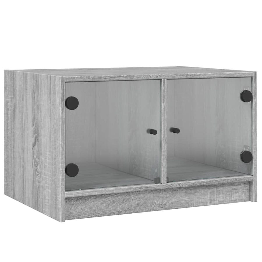 Salontafel Met Glazen Deuren 68X50X42 Cm Eiken Grijs sonoma