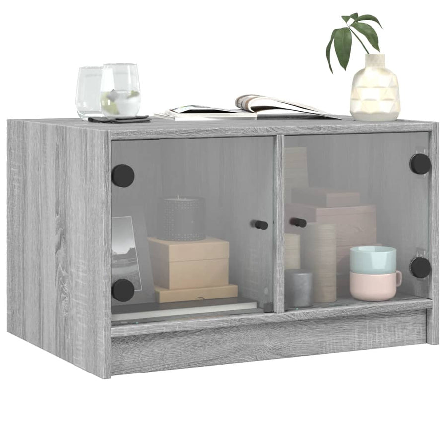 Salontafel Met Glazen Deuren 68X50X42 Cm Eiken Grijs sonoma