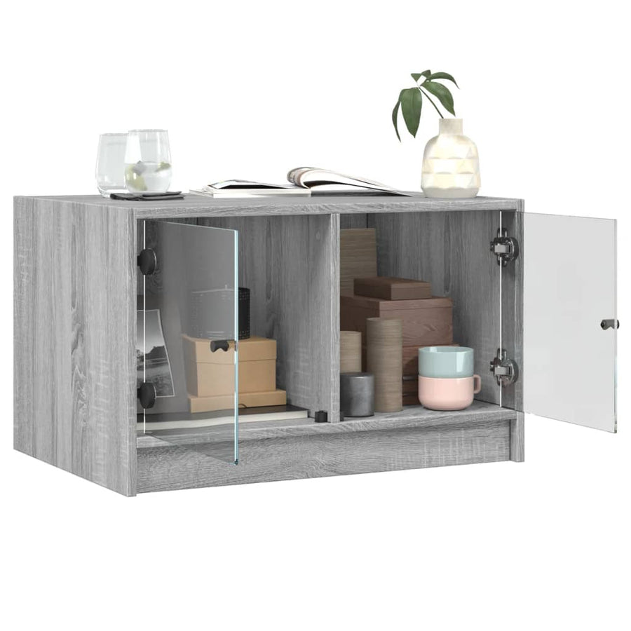 Salontafel Met Glazen Deuren 68X50X42 Cm Eiken Grijs sonoma