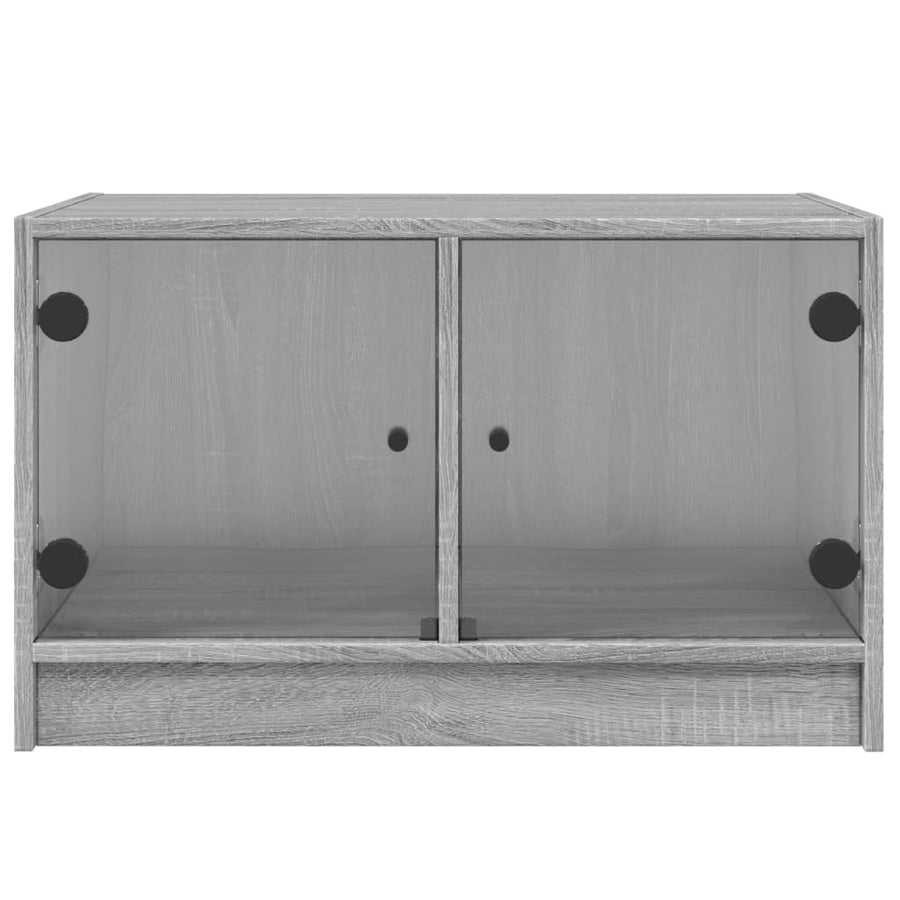 Salontafel Met Glazen Deuren 68X50X42 Cm Eiken Grijs sonoma