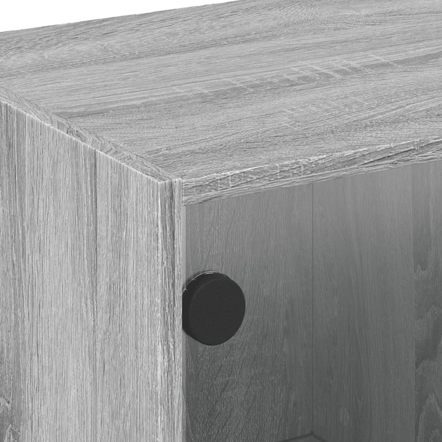 Salontafel Met Glazen Deuren 68X50X42 Cm Eiken Grijs sonoma