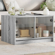 Salontafel 68x50x42 cm grijs sonoma eiken met glazen deuren