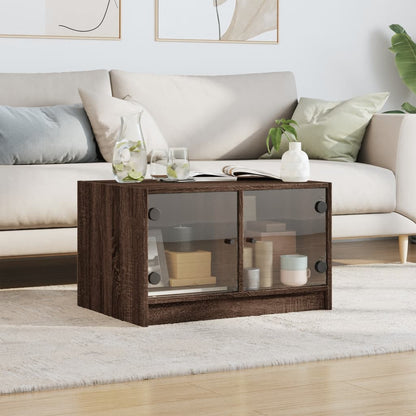 Salontafel Met Glazen Deuren 68X50X42 Cm Bruineikenkleurig bruin eikenkleur