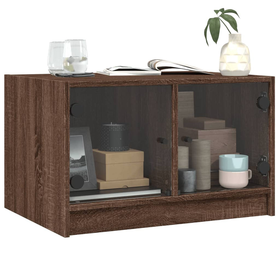 Salontafel Met Glazen Deuren 68X50X42 Cm Bruineikenkleurig bruin eikenkleur