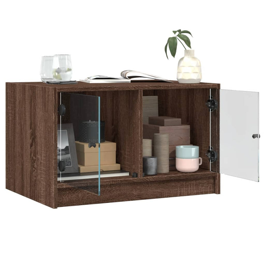 Salontafel Met Glazen Deuren 68X50X42 Cm Bruineikenkleurig bruin eikenkleur