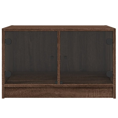 Salontafel Met Glazen Deuren 68X50X42 Cm Bruineikenkleurig bruin eikenkleur