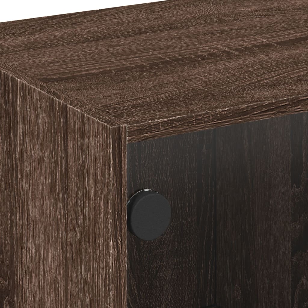 Salontafel Met Glazen Deuren 68X50X42 Cm Bruineikenkleurig bruin eikenkleur