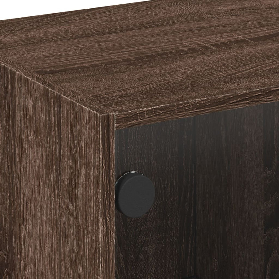 Salontafel Met Glazen Deuren 68X50X42 Cm Bruineikenkleurig bruin eikenkleur