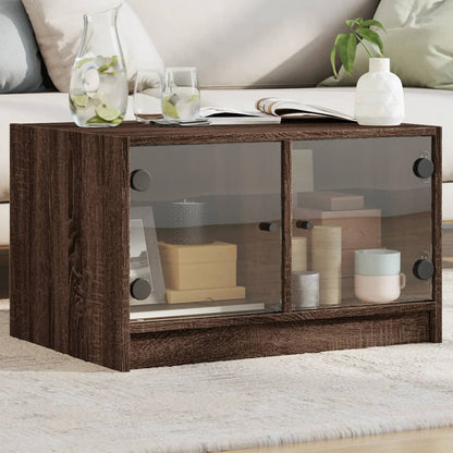 Salontafel Met Glazen Deuren 68X50X42 Cm Bruineikenkleurig bruin eikenkleur
