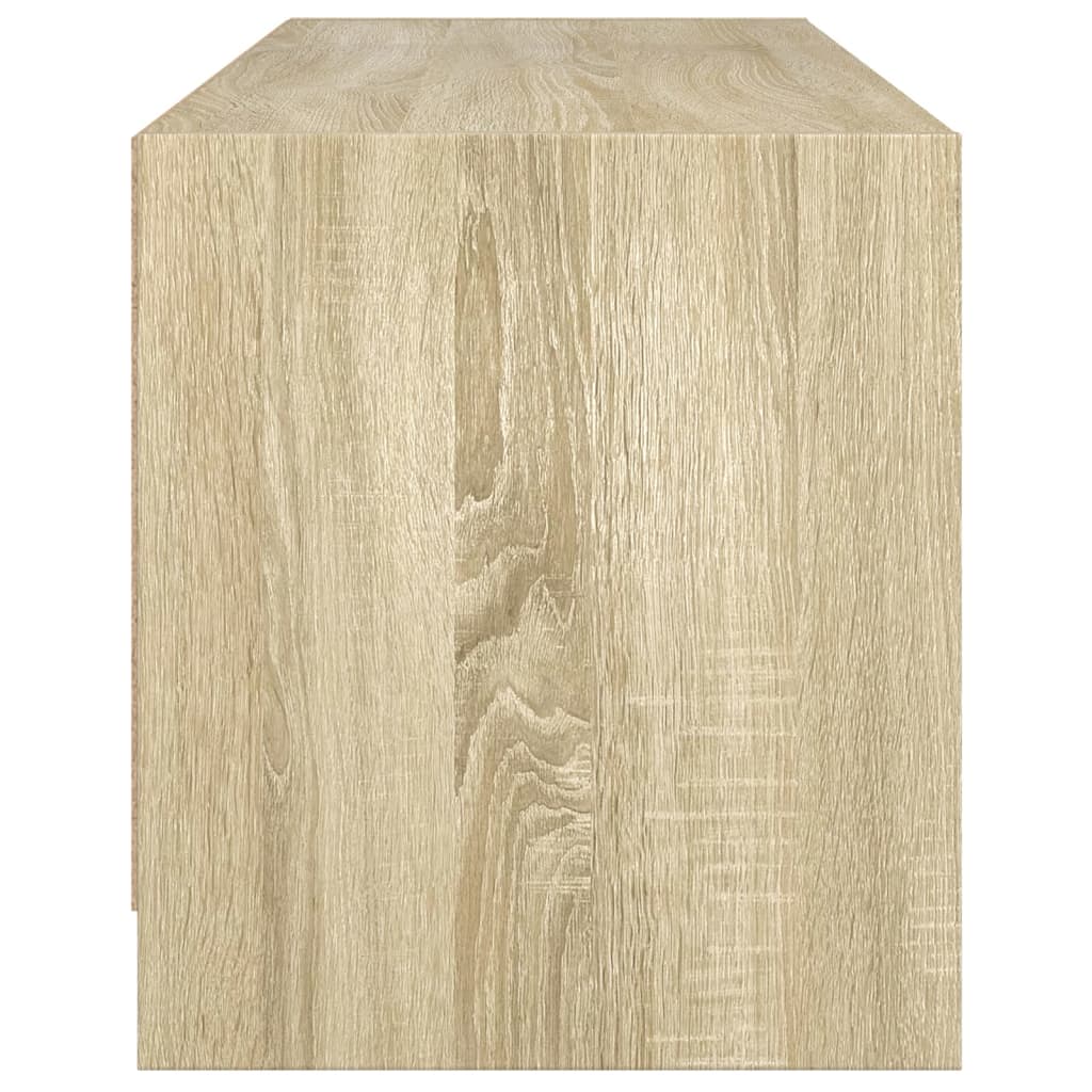 Tv-Meubel Met Glazen Deuren 02X37X42 Cm Kleurig Sonoma eiken