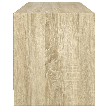 Tv-Meubel Met Glazen Deuren 02X37X42 Cm Kleurig Sonoma eiken
