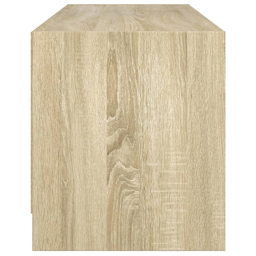 Tv-Meubel Met Glazen Deuren 02X37X42 Cm Kleurig Sonoma eiken