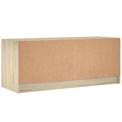 Tv-Meubel Met Glazen Deuren 02X37X42 Cm Kleurig Sonoma eiken