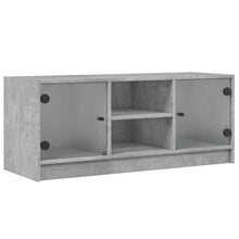 Tv-Meubel Met Glazen Deuren 02X37X42 Cm Betongrijs