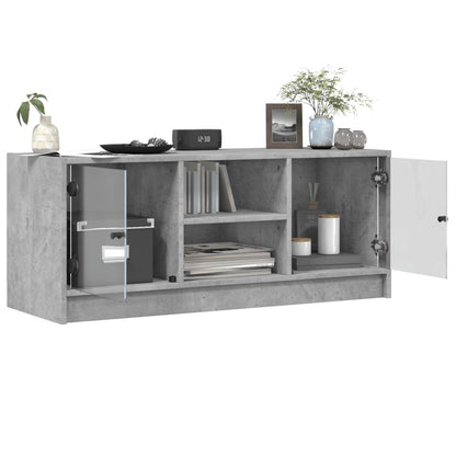 Tv-Meubel Met Glazen Deuren 02X37X42 Cm Betongrijs
