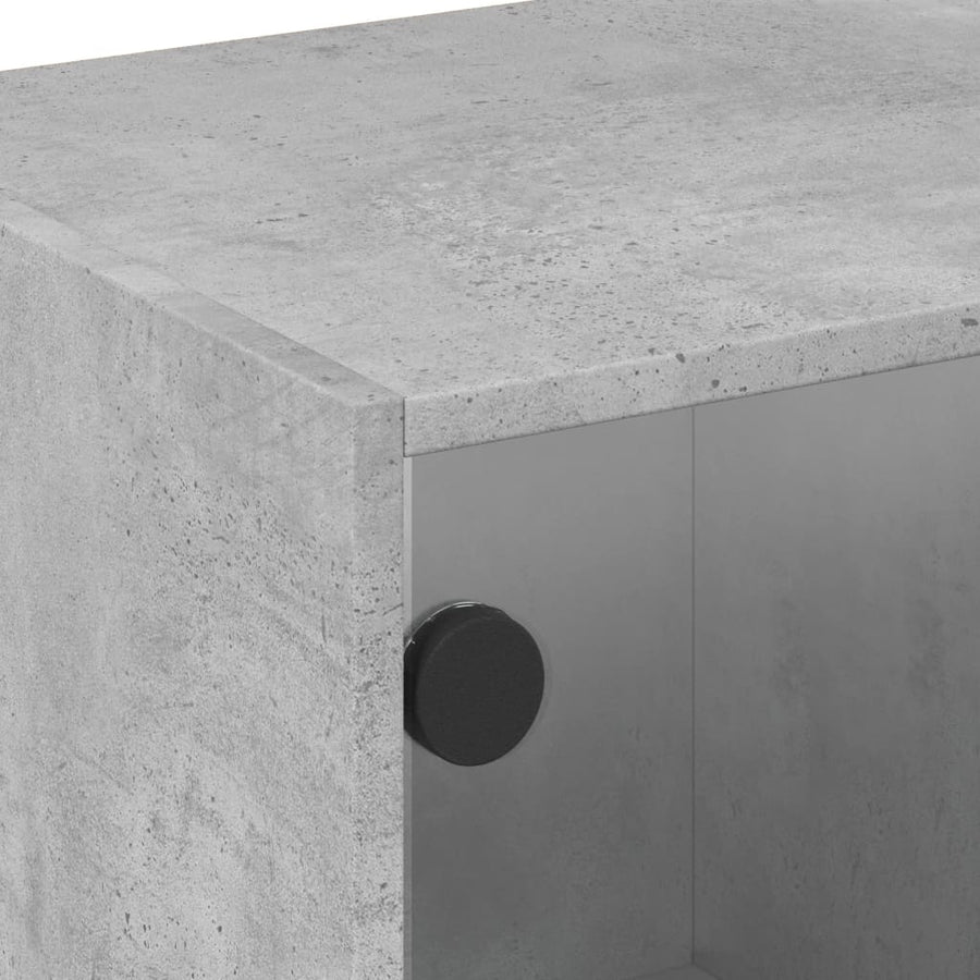 Tv-Meubel Met Glazen Deuren 02X37X42 Cm Betongrijs